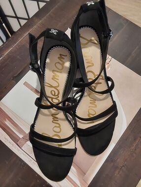 Sam Edelman Black Strappy Ankle-Wrap Heels